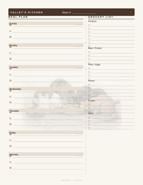 Meal Planner interior